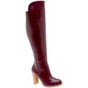 Lane Bryant Red leather Luciana wide calf over the knee stacked heel boots